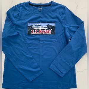 LL Bean Medium Women’s Cozy Camp Cotton Soft Tee Blue New No tag